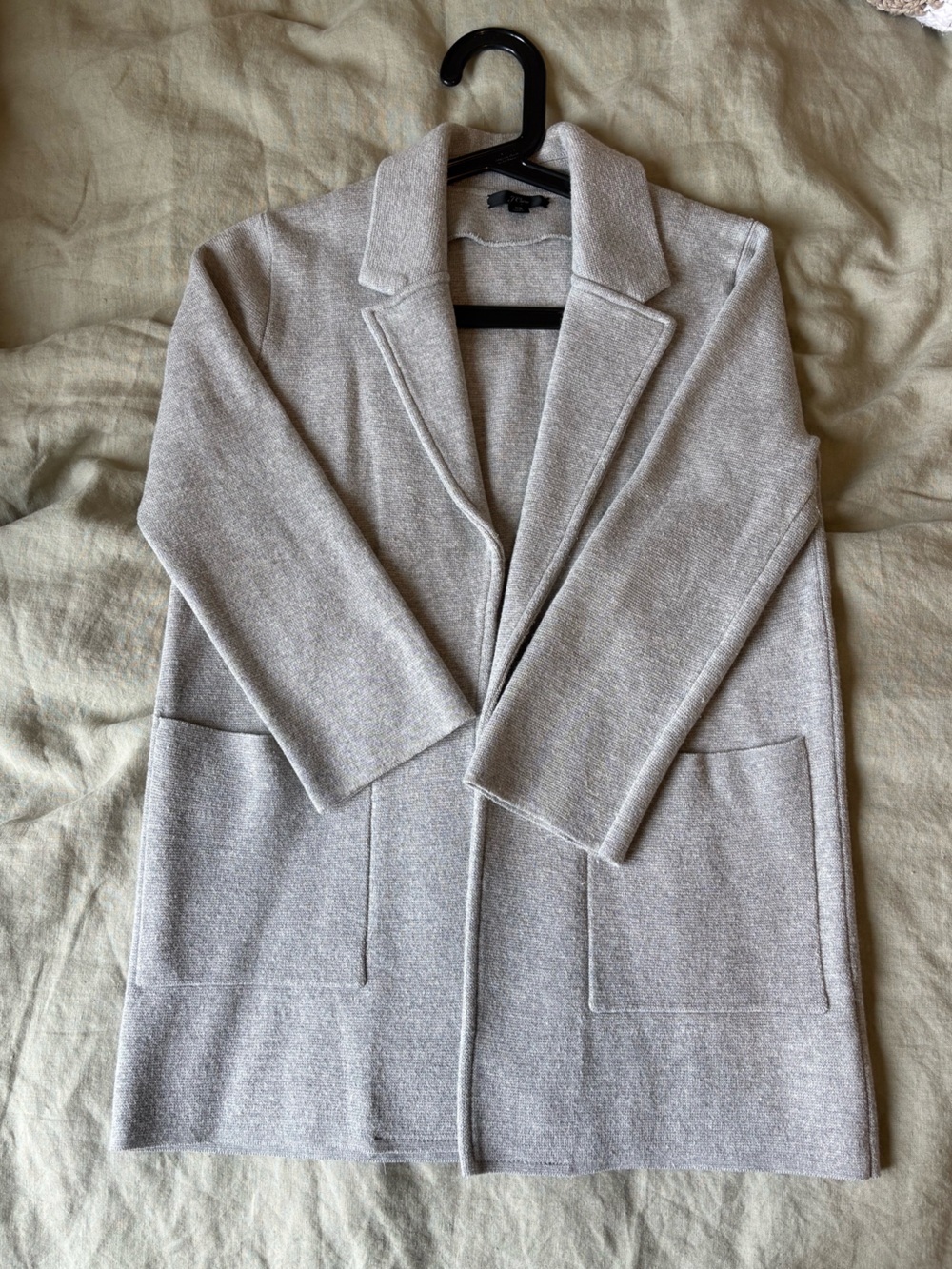 J Crew Light Gray Open-Front Coatigan Jacket